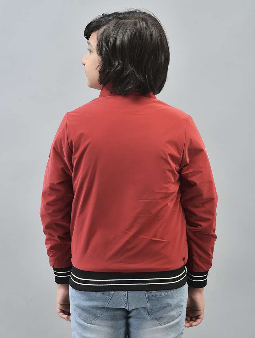 boys red typographic regular bomber jacket - 20547188 - Standard Image - 2