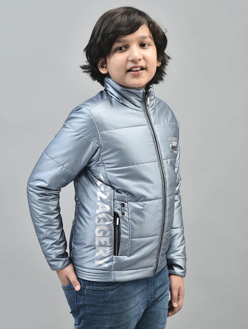 boys blue solid full sleeve puffer jacket - 20547193 - Standard Image - 2
