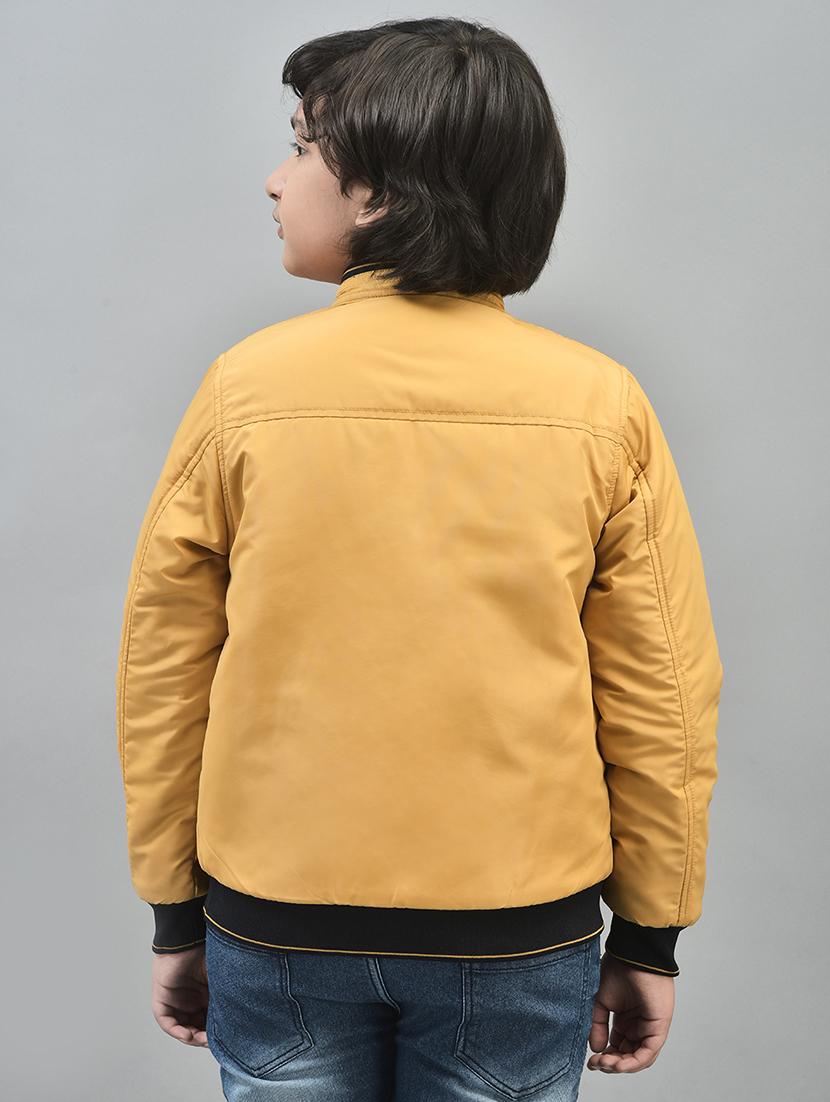 boys mustard solid full sleeve bomber jacket - 20547202 - Standard Image - 2