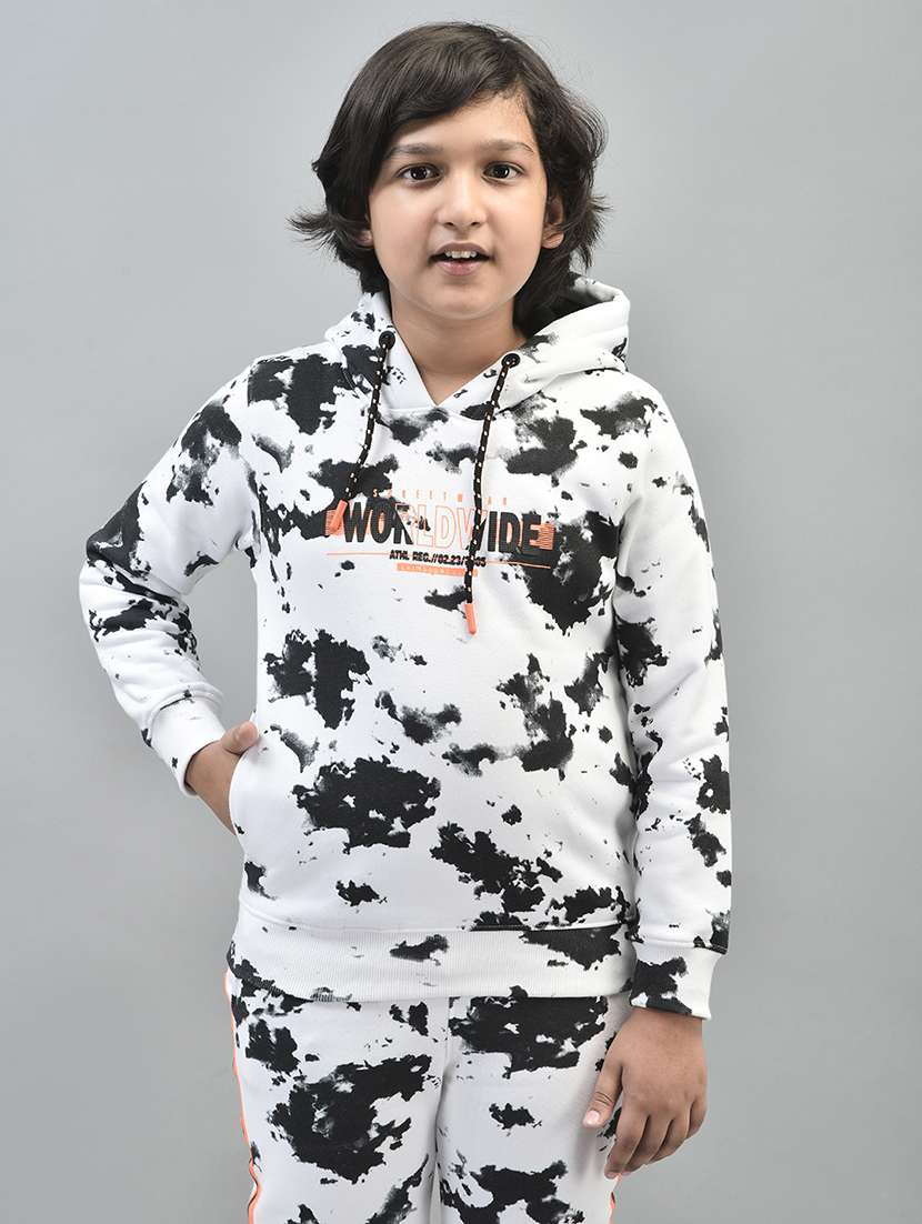 boys white animal printed regular sweatshirt
