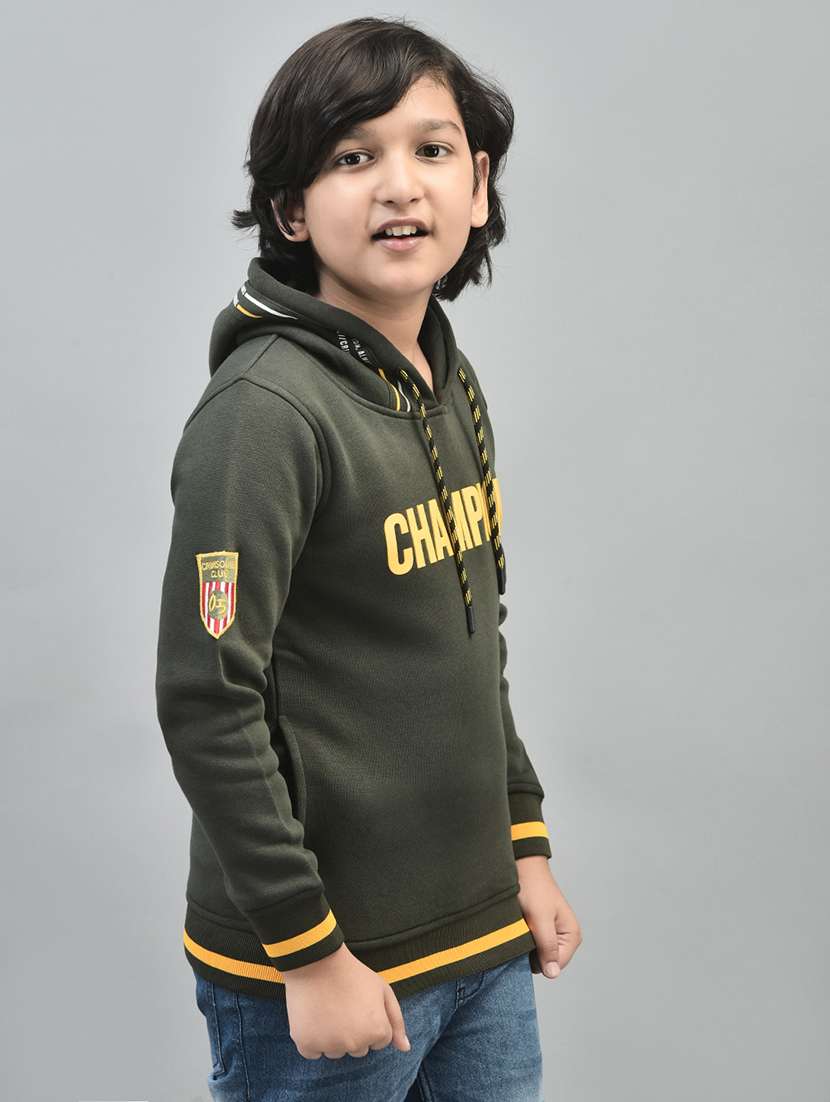 boys green typographic hooded sweatshirt - 20547305 -  Standard Image - 2