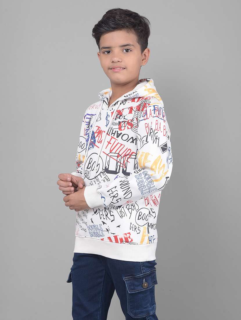 boys white typographic hooded sweatshirt - 20547307 - Standard Image - 2