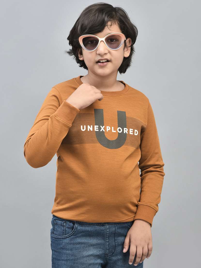 boys mustard typographic regular sweatshirt - 20547308 -  Standard Image - 2