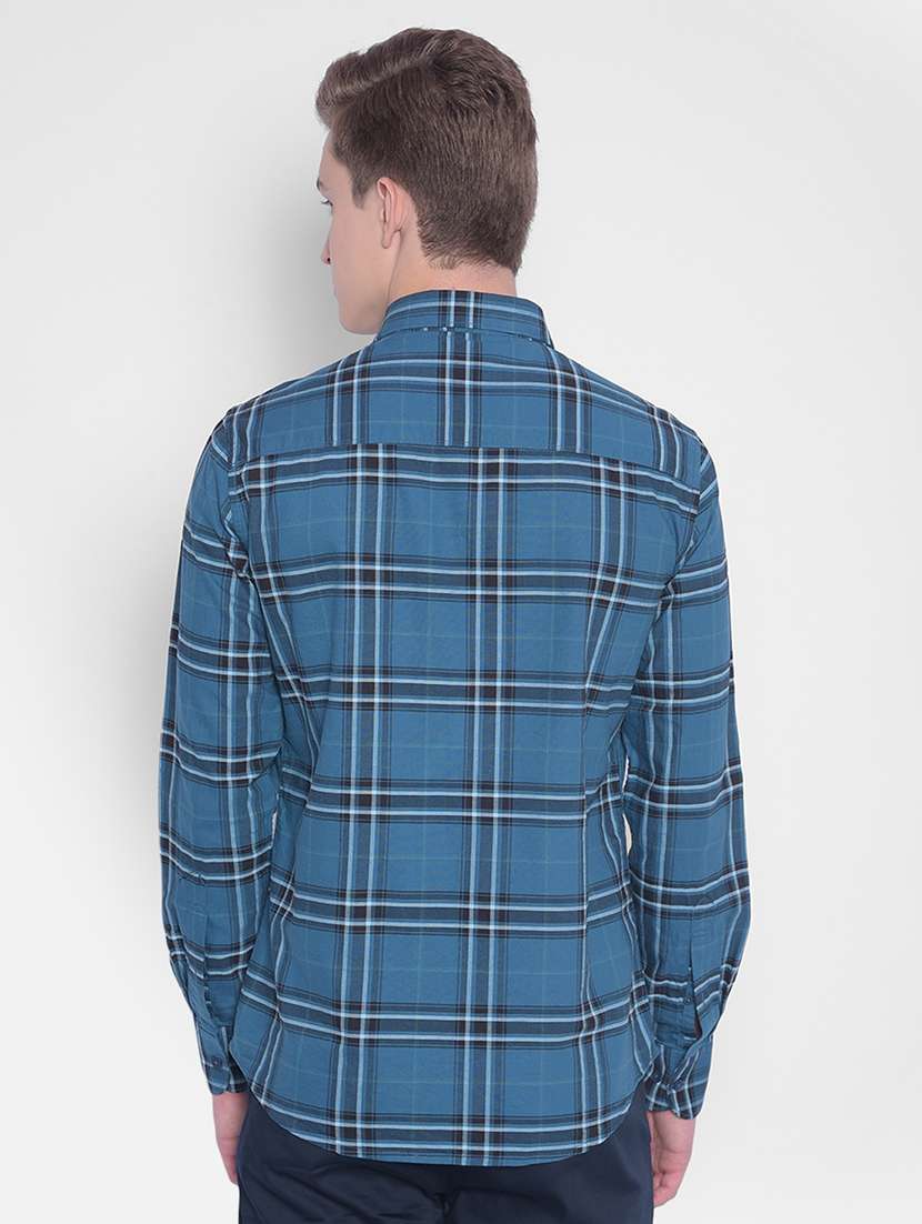 men blue checked casual shirt - 20547354 -  Standard Image - 2