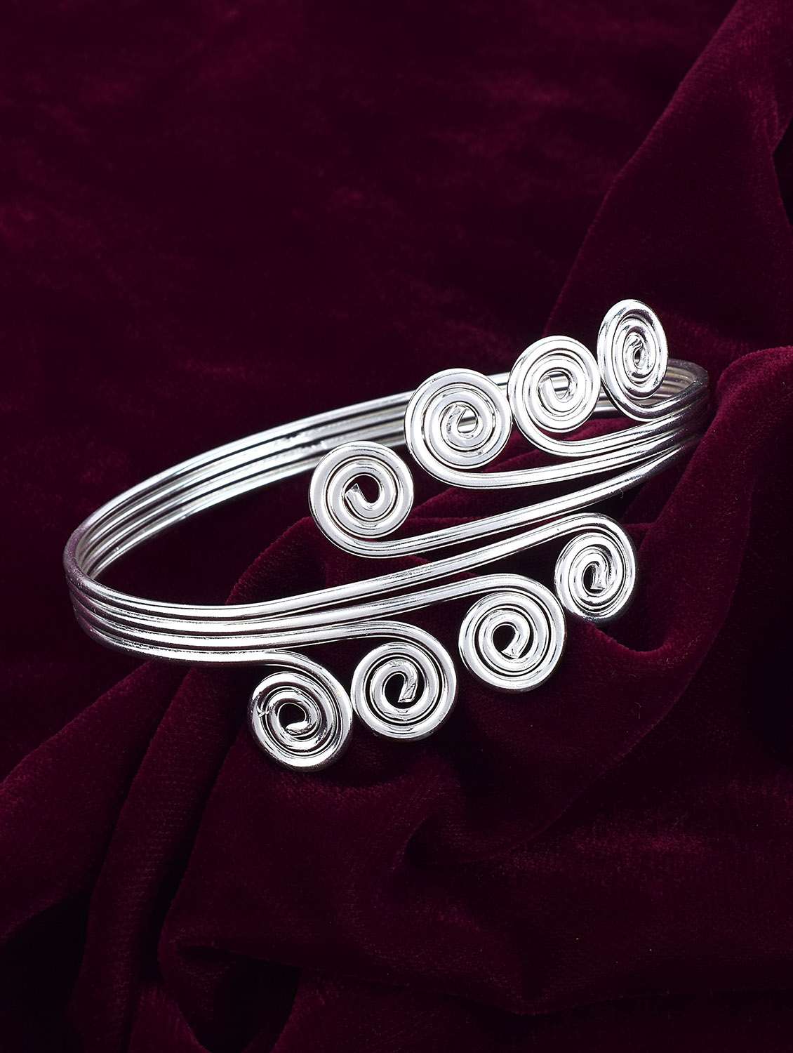 women silver brass cuffs bracelet/armlet - 20547483 -  Zoom Image - 0