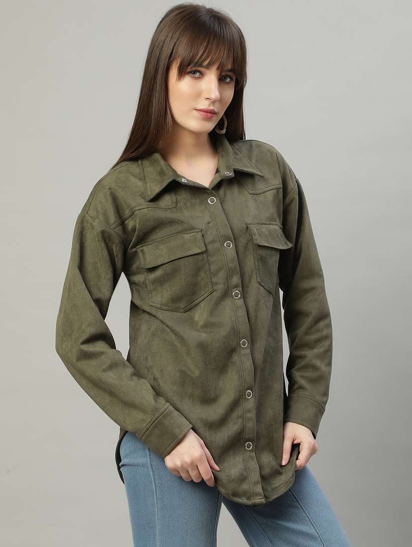 women solid oversized shirt - 20550226 -  Standard Image - 2