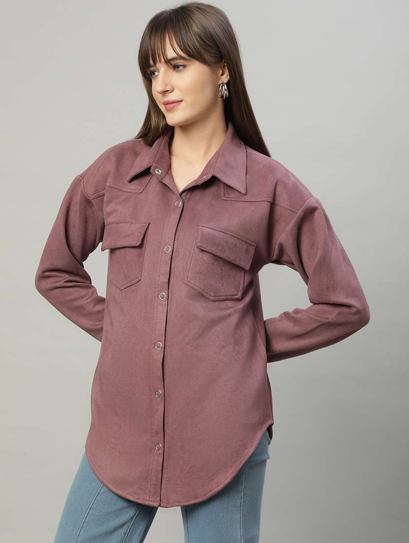 women solid oversized shirt - 20550227 -  Standard Image - 2