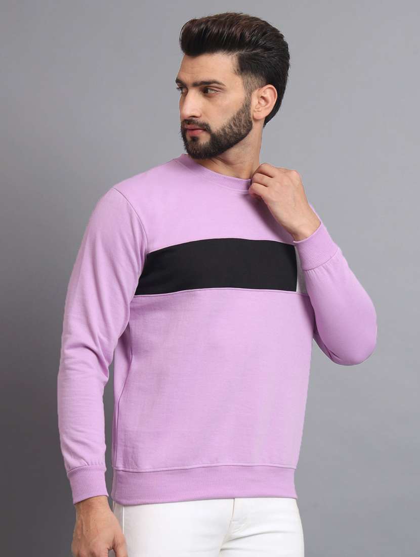 men color block lavender fleece sweatshirt
