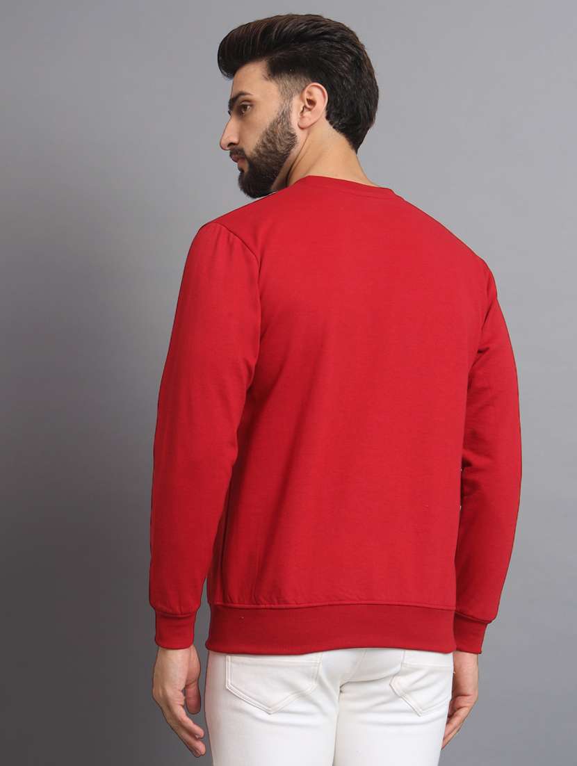 men color block red fleece sweatshirt - 20550231 - Standard Image - 2