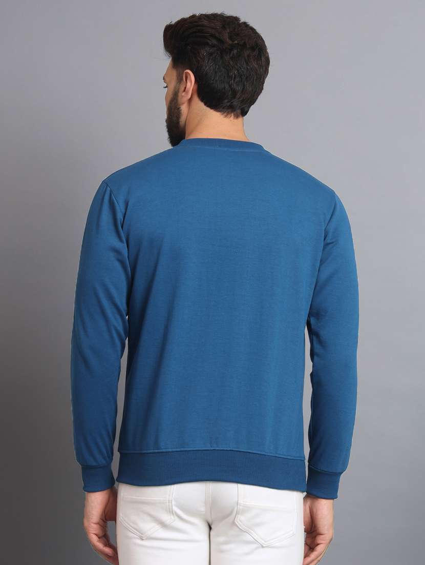 men color block blue fleece sweatshirt - 20550232 - Standard Image - 2