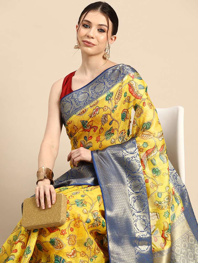 women's self design yellow colored saree - 20550316 - Standard Image - 2