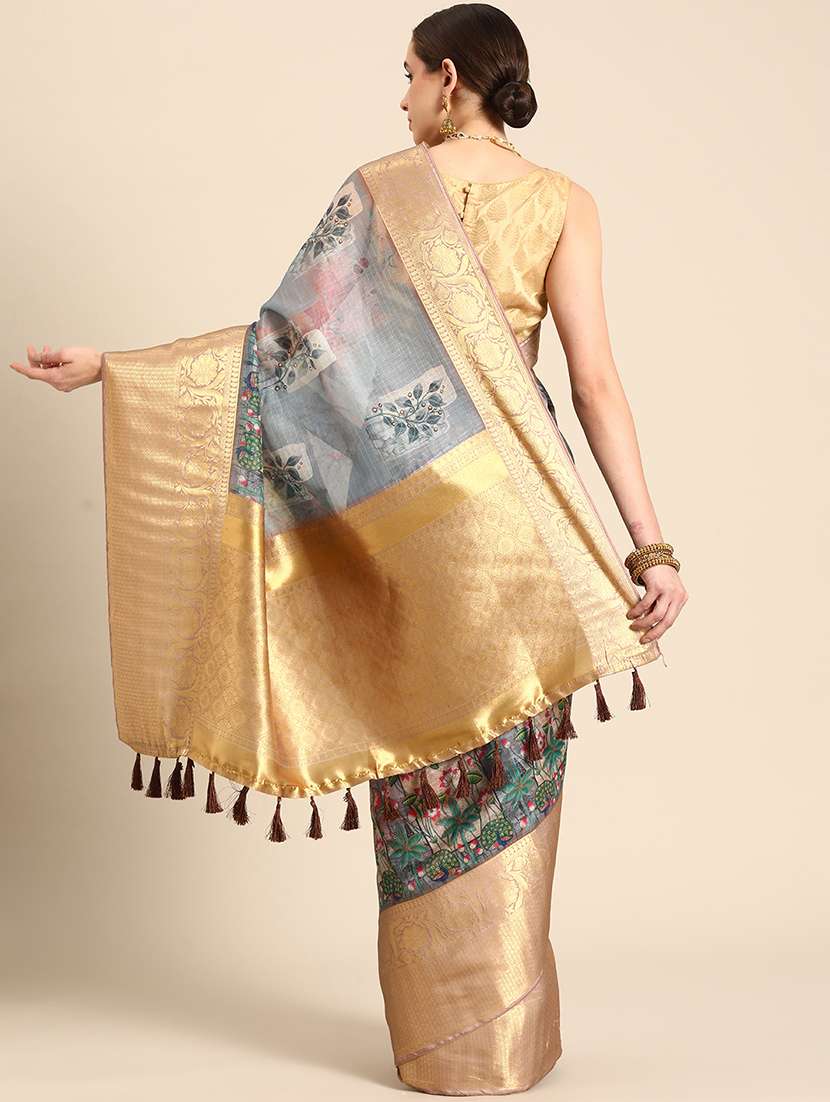 women's self design grey colored saree - 20550322 - Standard Image - 2
