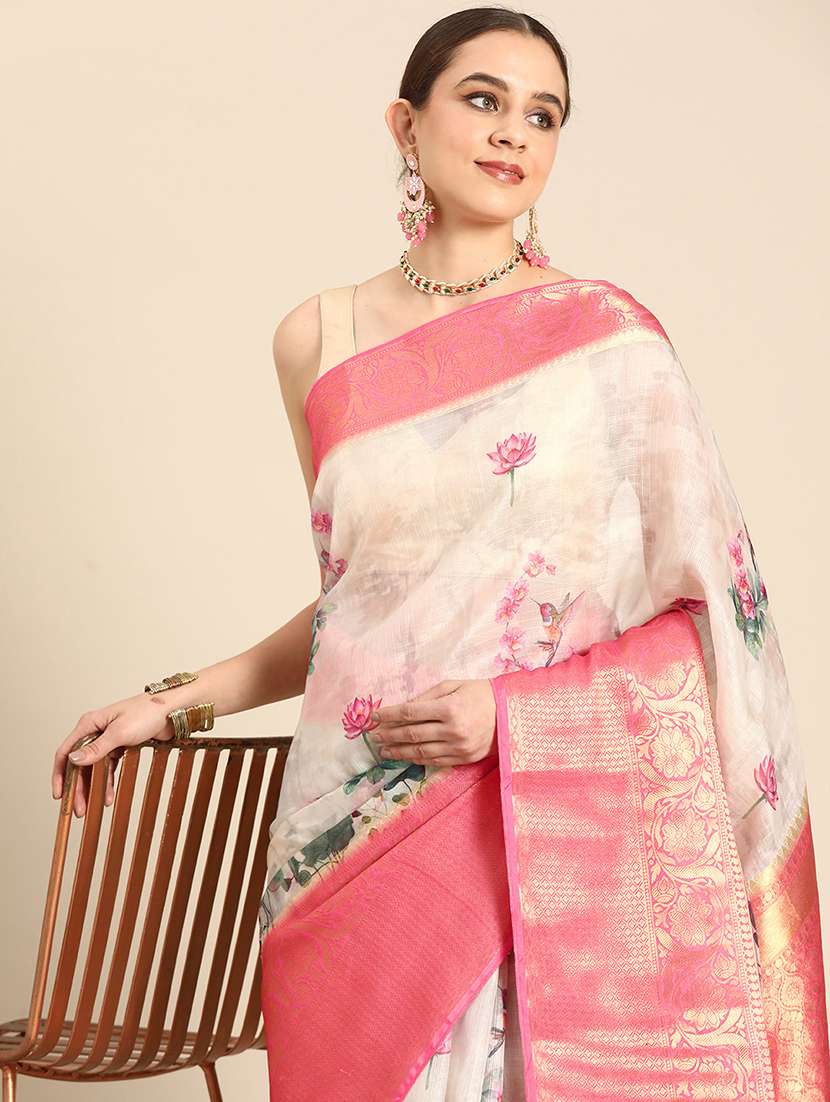 women floral bordered saree - 20550325 - Standard Image - 2