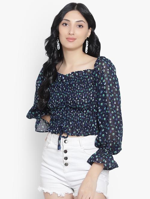 women floral print smocked detailed top - 20550832 - Standard Image - 0