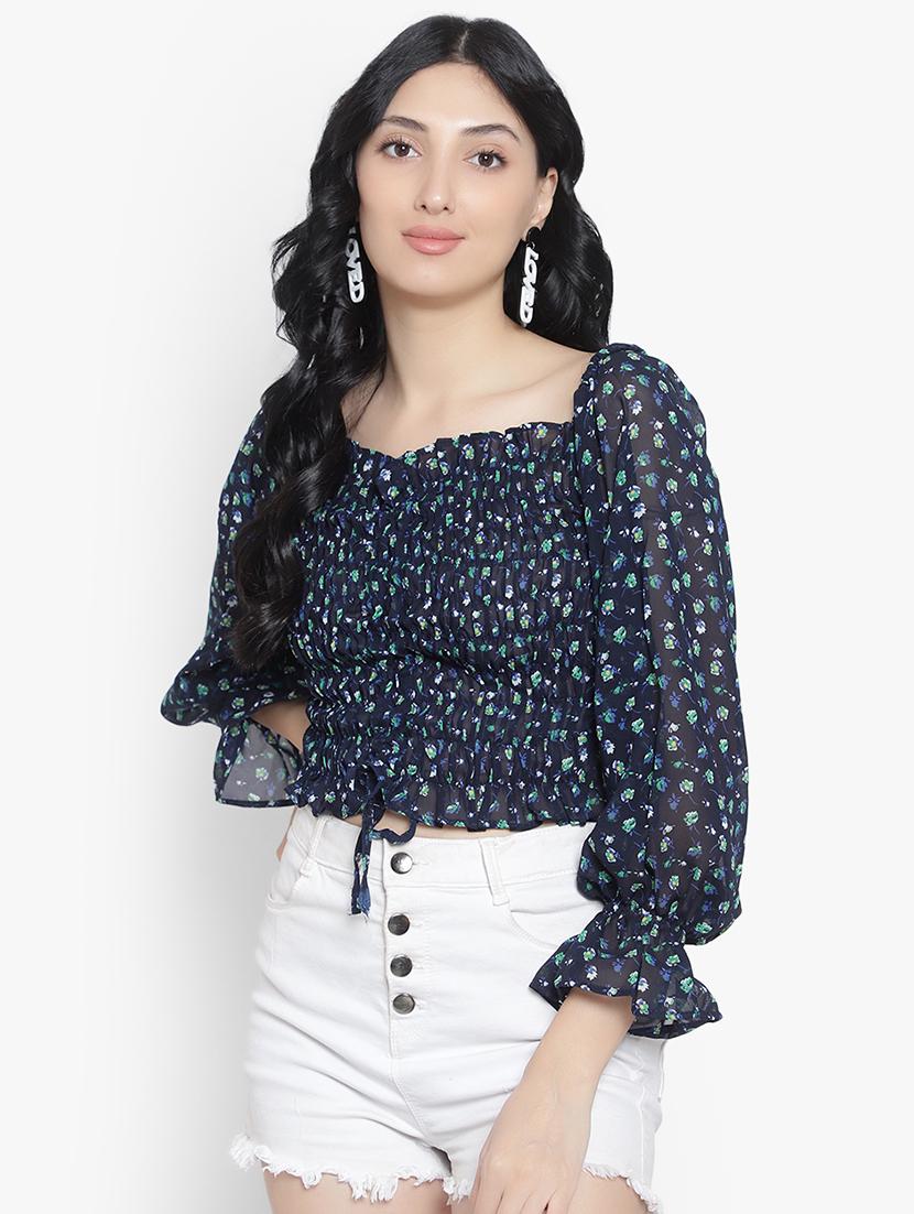 women floral print smocked detailed top - 20550832 - Zoom Image - 0