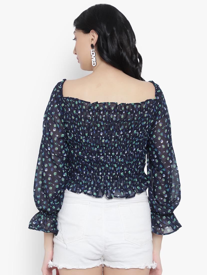 women floral print smocked detailed top - 20550832 - Standard Image - 2