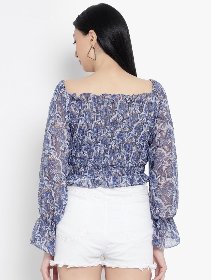 women floral print smocked detailed top - 20550856 - Standard Image - 2