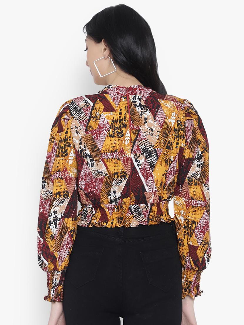 multi colored crepe crop top - 20551010 - Standard Image - 2