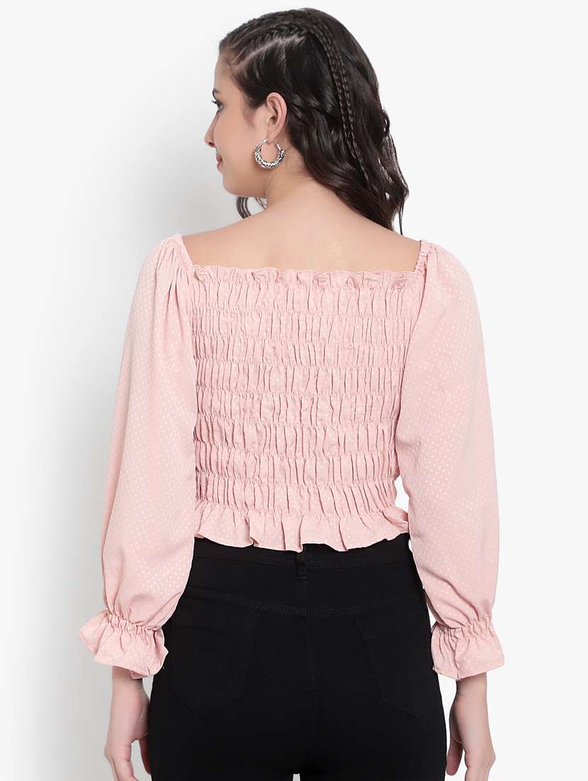 pink crepe crop top - 20551017 - Standard Image - 2