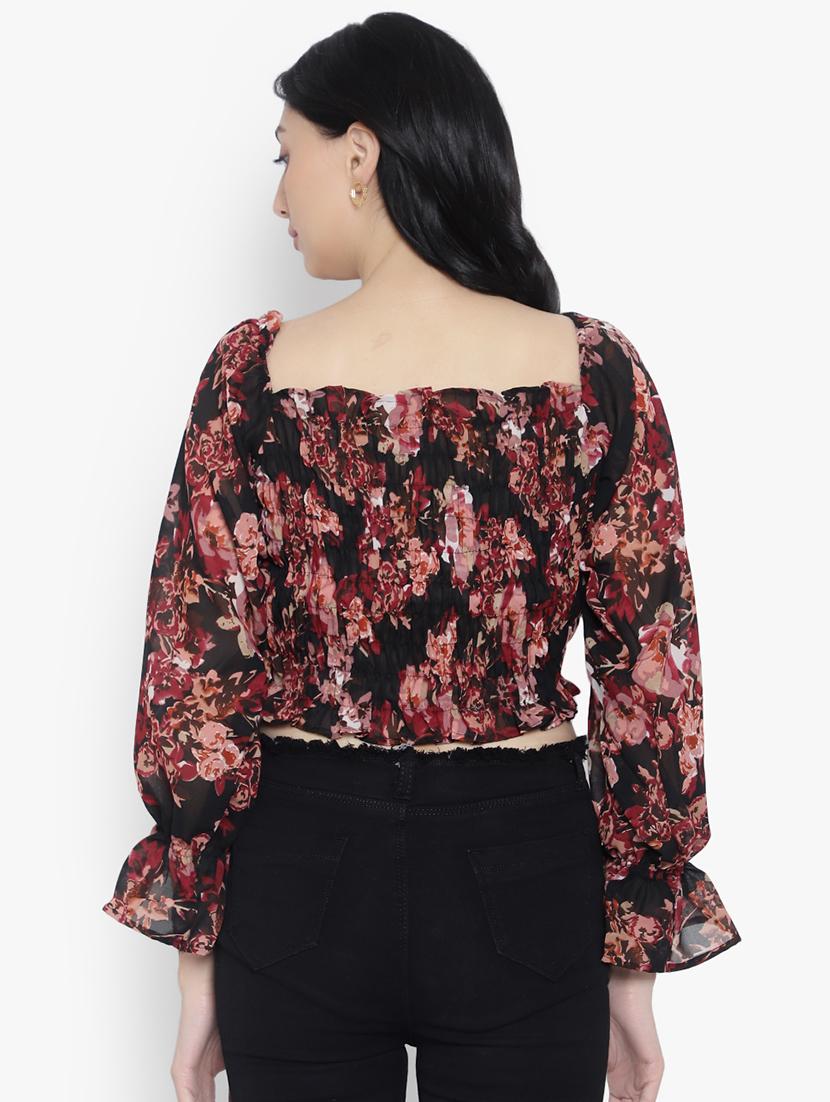 multi colored georgette crop top - 20551089 - Standard Image - 2