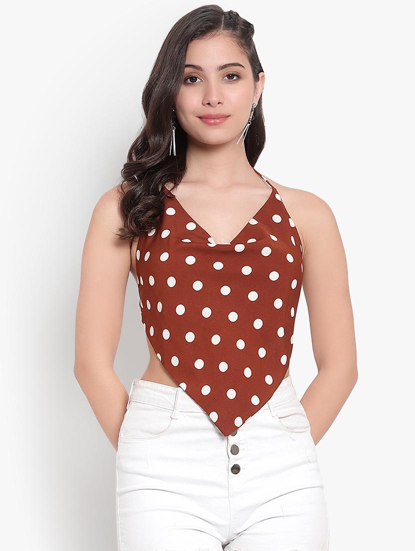 women polka doted backless top - 20551132 - Zoom Image - 0