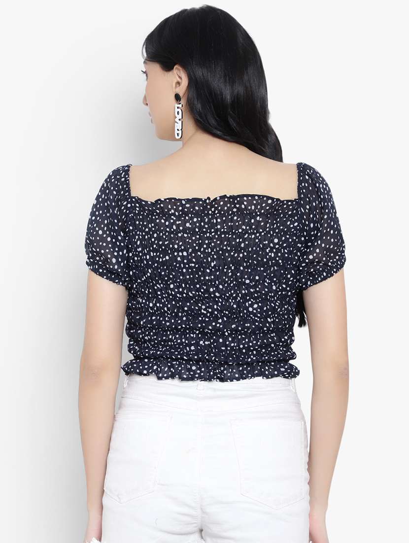 navy blue georgette crop top - 20551172 - Standard Image - 2
