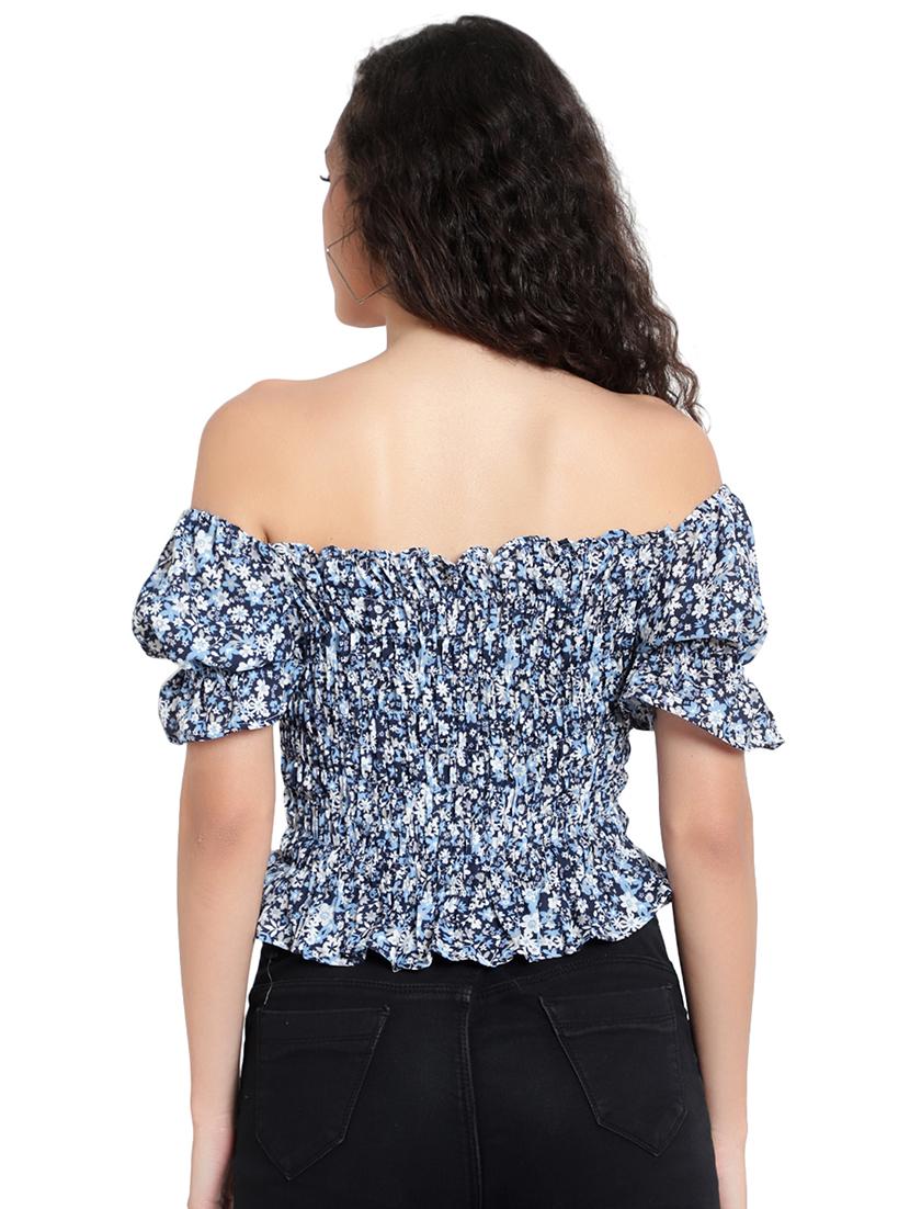 women floral print smocked detailed top - 20551190 - Standard Image - 2