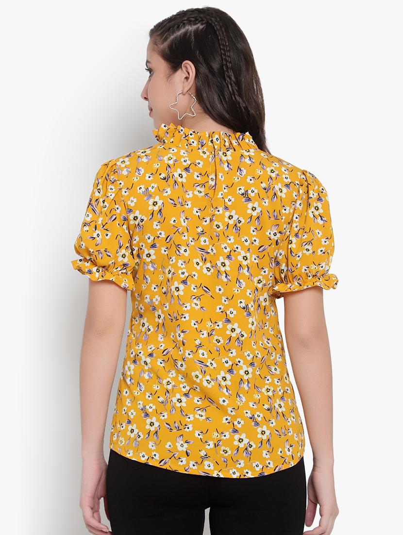 yellow rayon regular top - 20551233 - Standard Image - 2