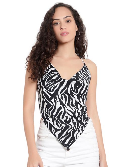 women animal print backless top