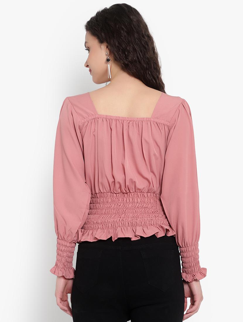 pink crepe crop top - 20551316 - Standard Image - 2