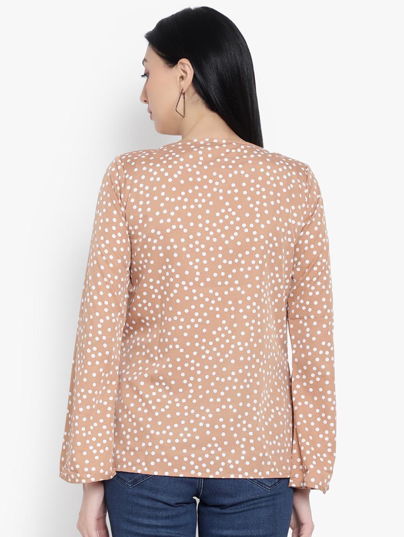 peach crepe regular top - 20551370 - Standard Image - 2
