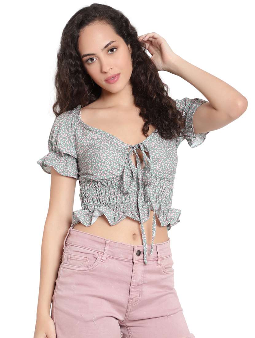 grey crepe crop top