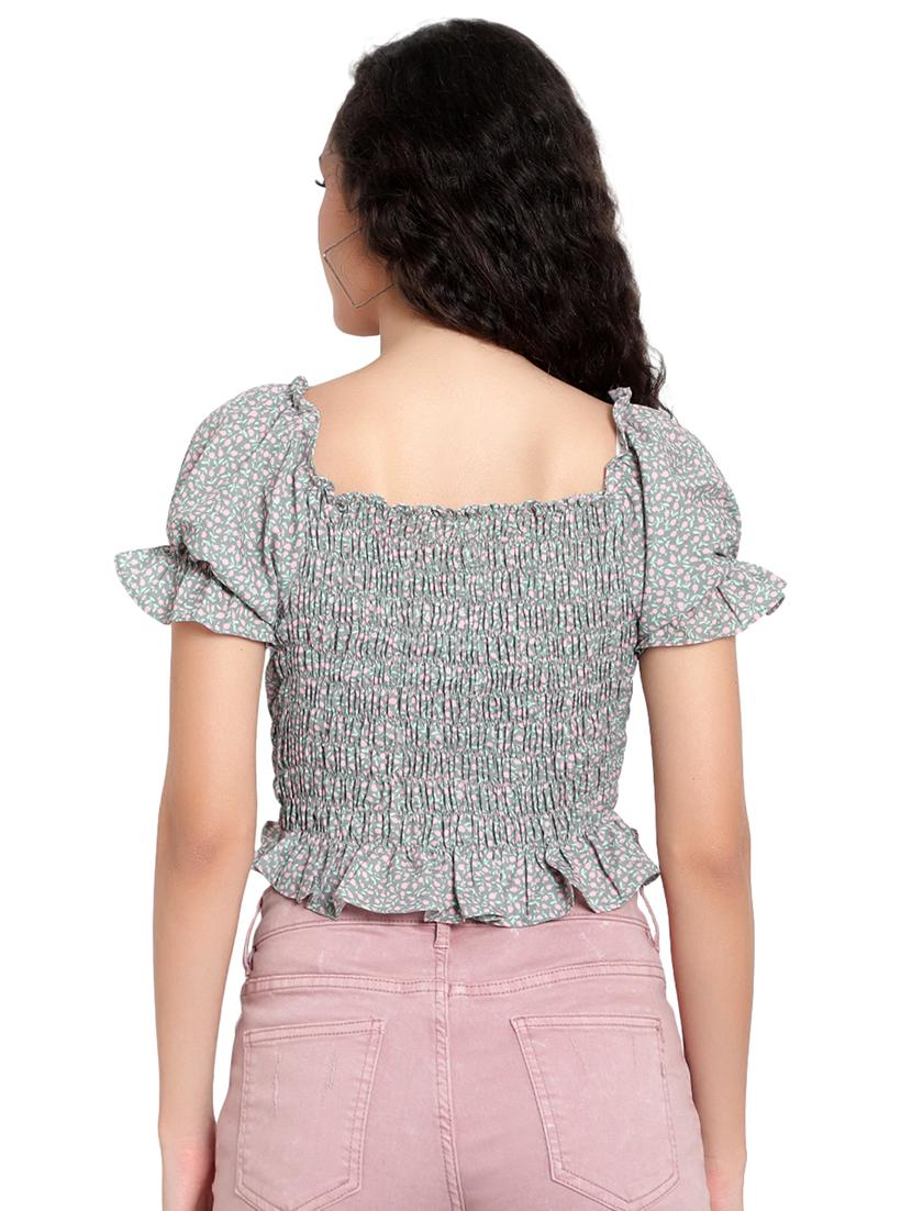 grey crepe crop top - 20551395 - Standard Image - 2