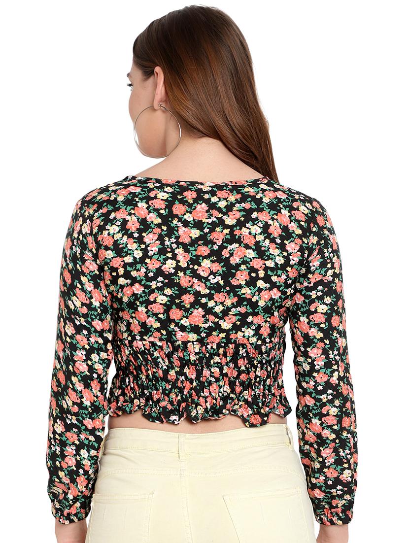 multi colored crepe crop top - 20551406 - Standard Image - 2
