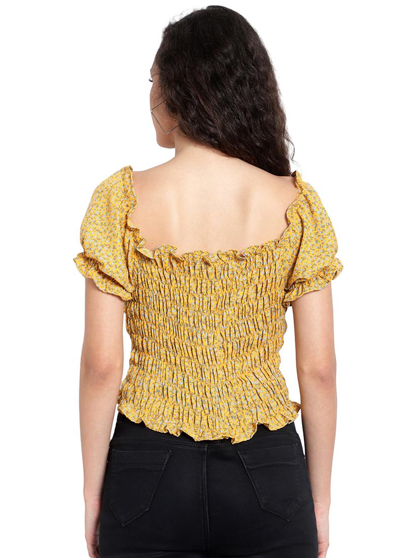 yellow crepe crop top - 20551413 - Standard Image - 2