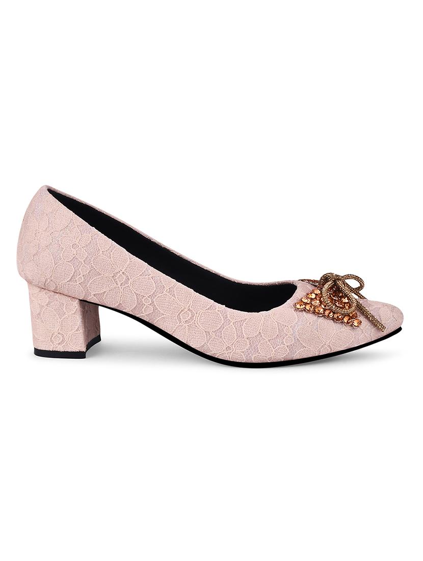 women pink embellished slip on pumps - 20551541 - Standard Image - 2