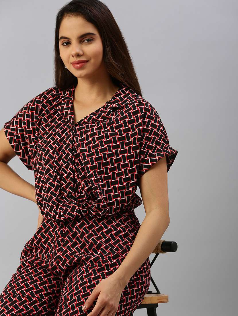 women black polyester regular shirt