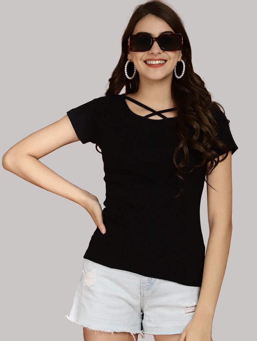 black solid regular top - 20551891 - Standard Image - 2