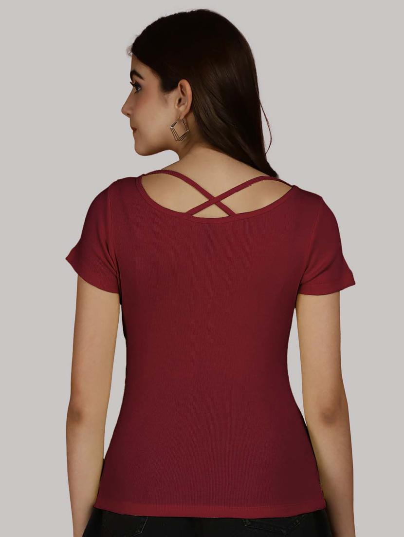 maroon solid regular top - 20551896 - Standard Image - 2