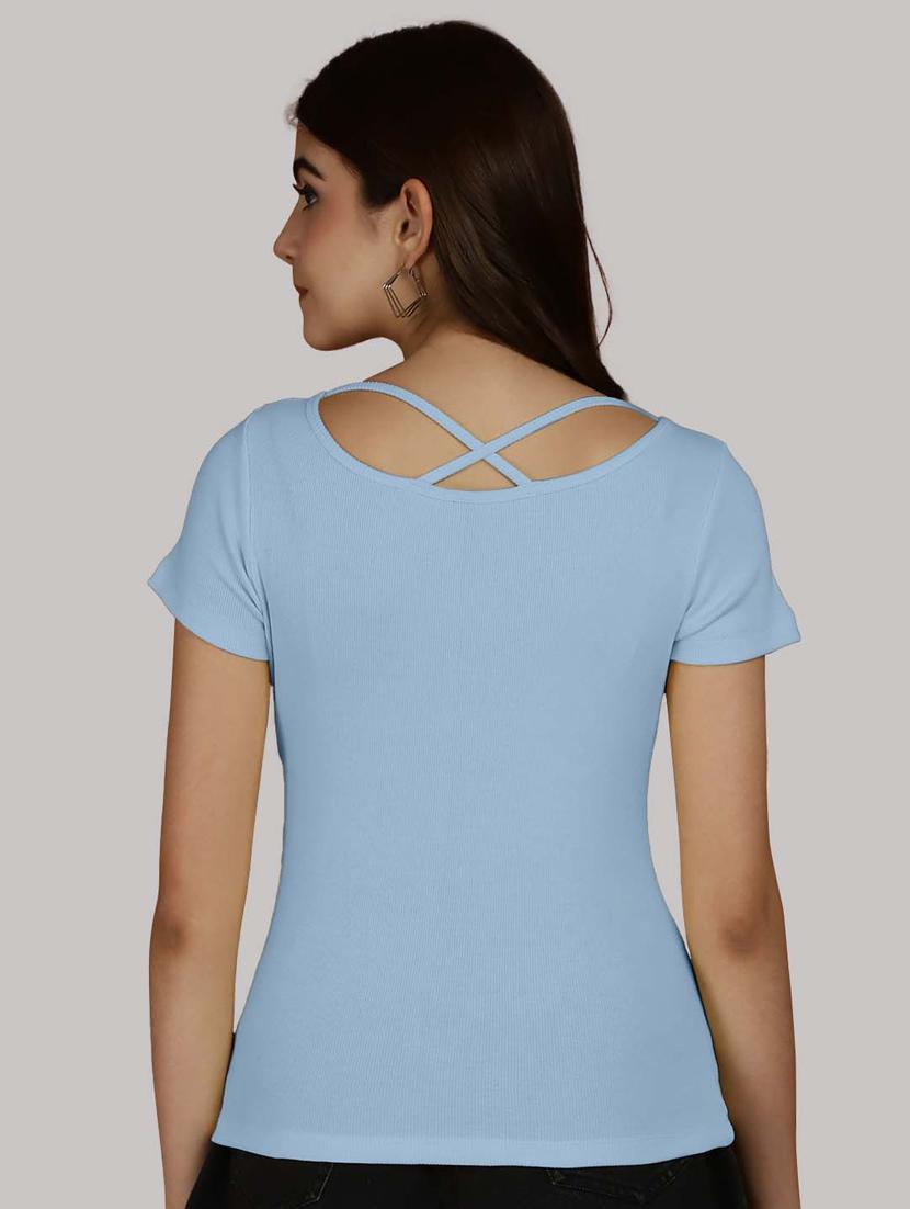 light blue solid regular top - 20551904 - Standard Image - 2