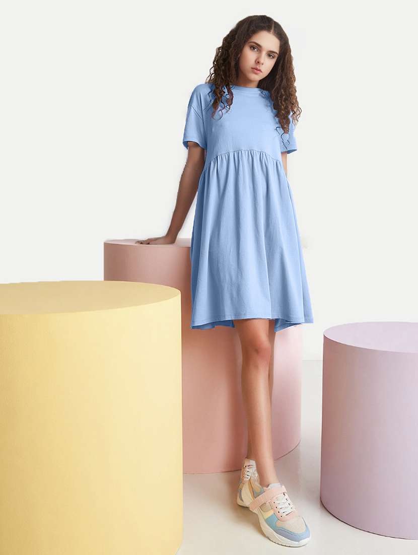 girls round neck short sleeves frock