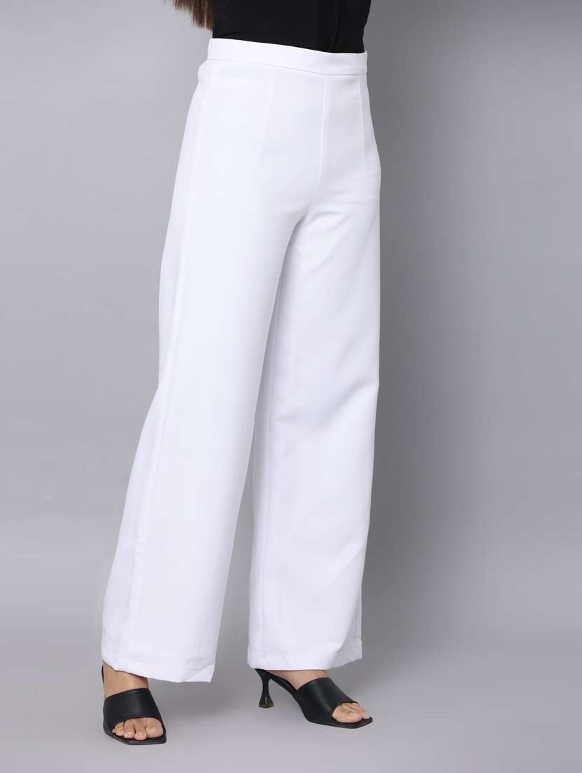 women solid pleated wide leg trouser - 20554641 -  Zoom Image - 0