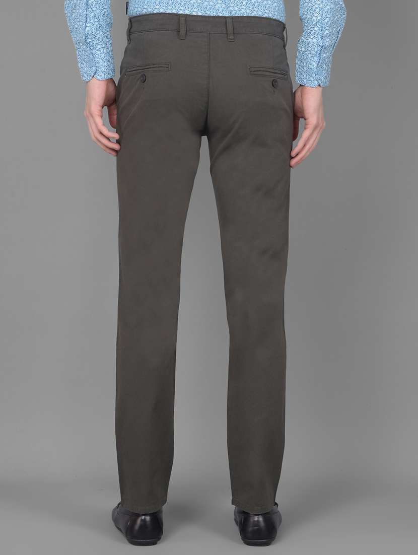 men dark olive cotton chino trousers - 20554861 - Standard Image - 2