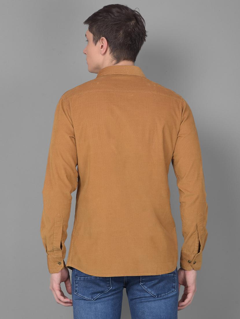 men solid brown slim fit casual shirt - 20554873 - Standard Image - 2