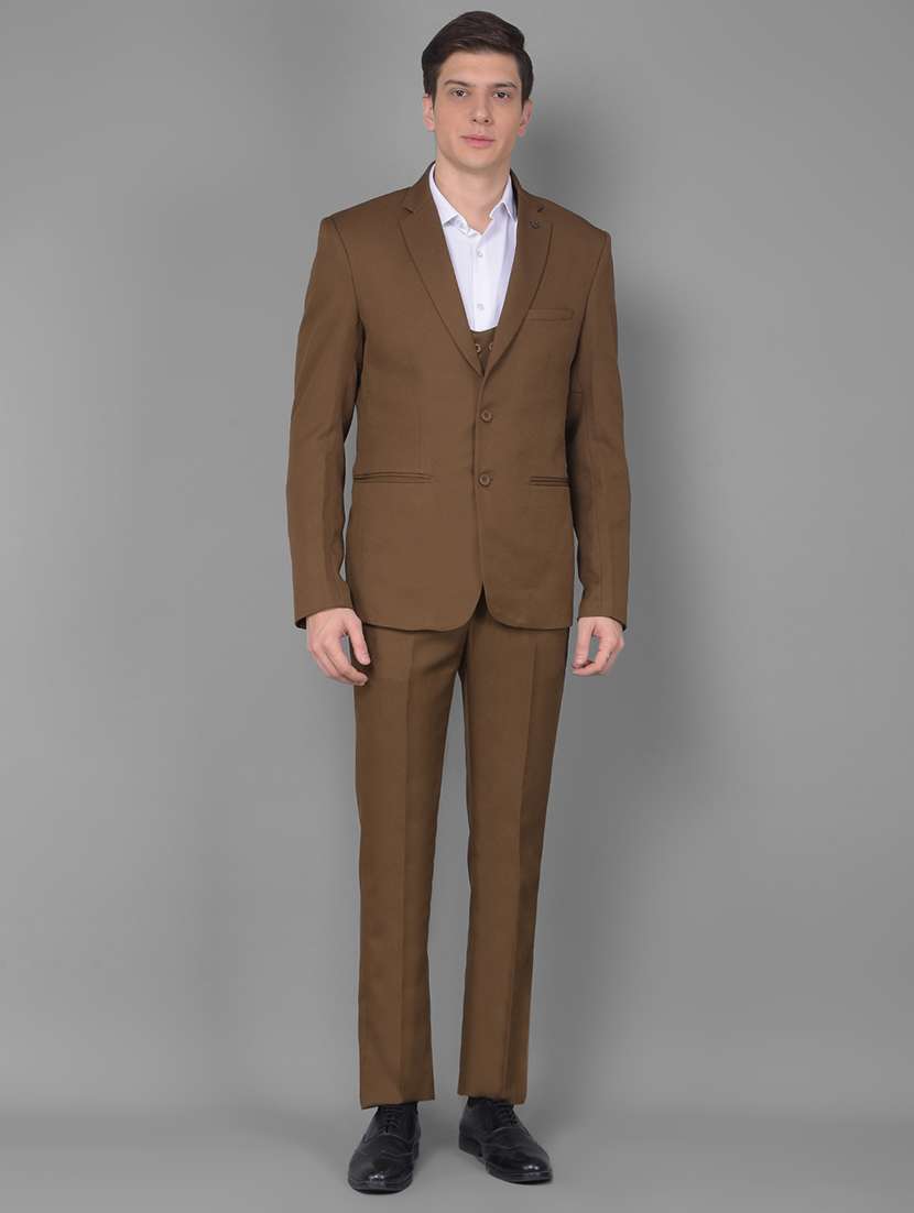 men solid 3-piece formal suit