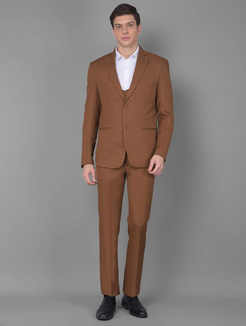 men solid 3-piece formal suit