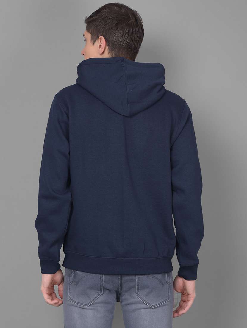 men graphic printed navy blue hooded sweatshirt - 20554891 - Standard Image - 2
