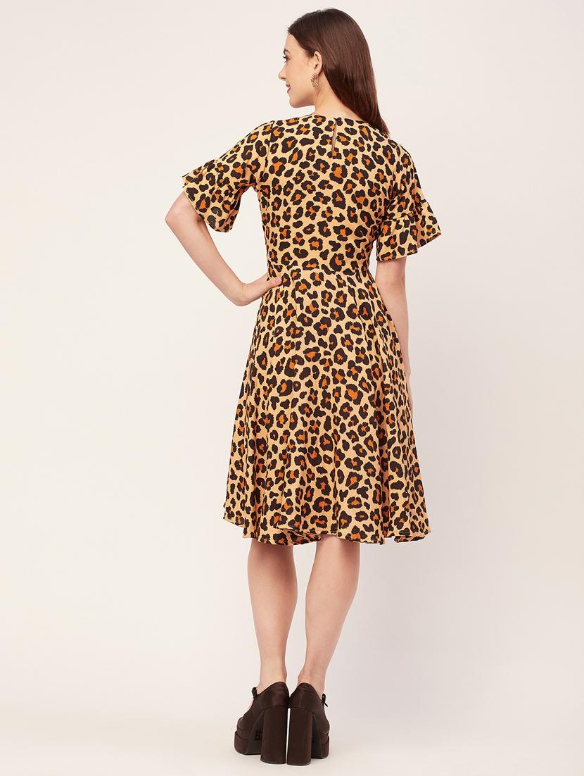 women animal print fit & flare dress - 20555334 - Standard Image - 2