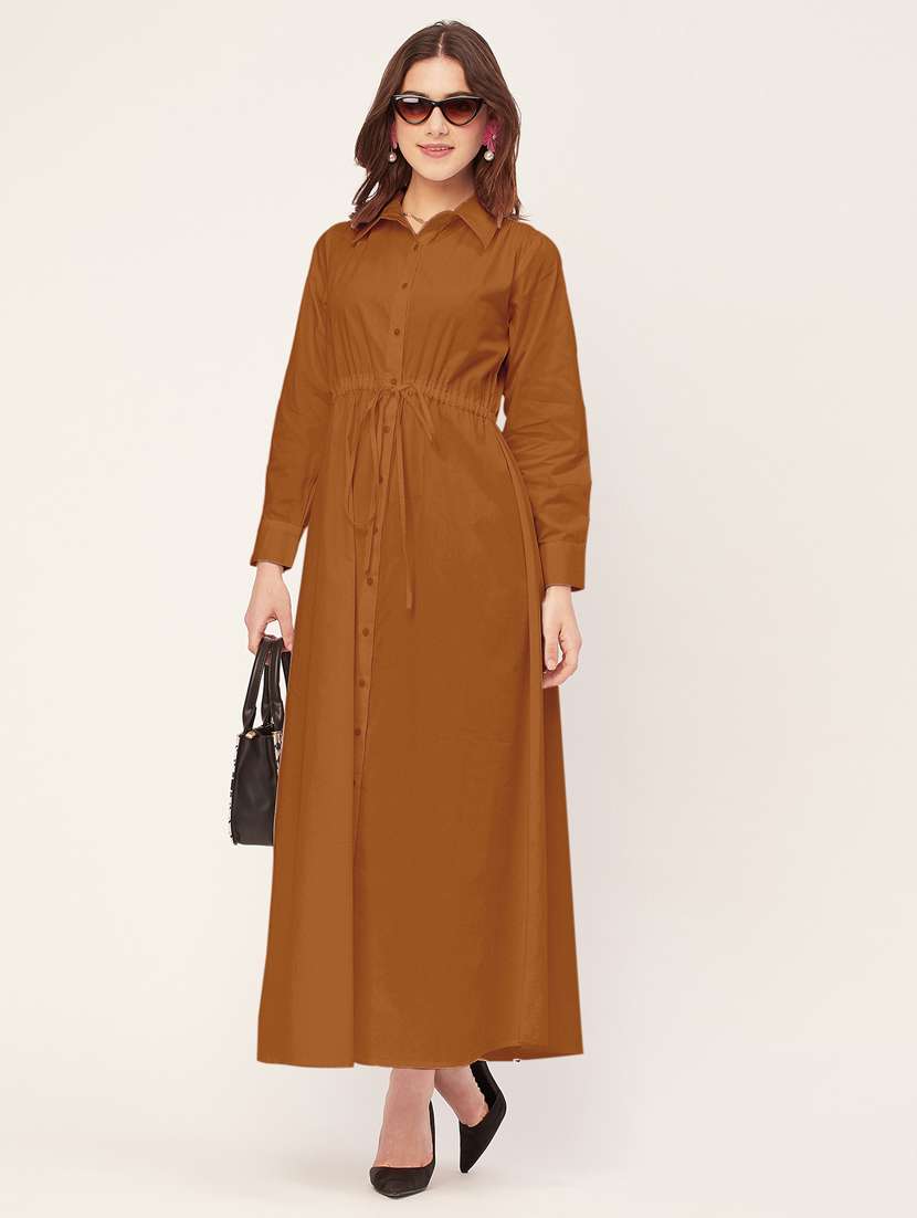 women solid button downed shirt  dress