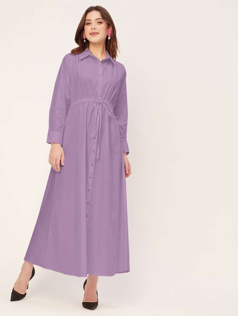 women solid button downed shirt  dress